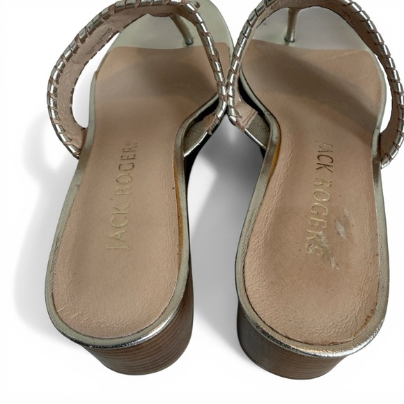 Jack Rogers Jacks Silver Metallic Comfy Mid Wedge Thong Platform Sandals Size 9M - Picture 10 of 14